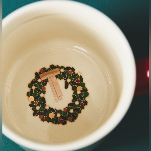 Anthropologie Bistro Tile Stoneware Monogram S Festive Edition Coffee Mug NWT - Picture 5 of 9